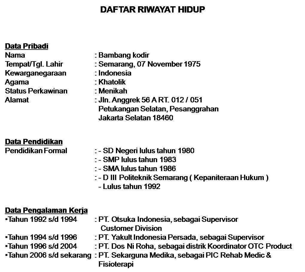 Detail Contoh Cv Dan Daftar Riwayat Hidup Nomer 54