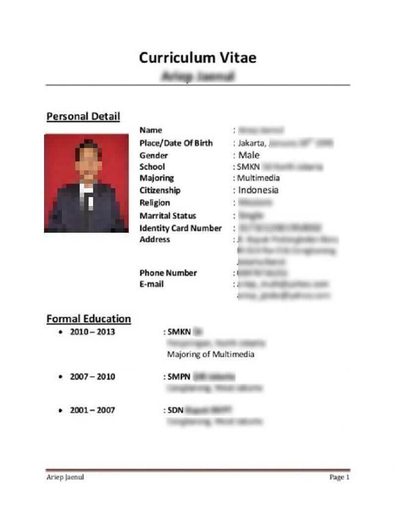 Detail Contoh Cv Data Diri Nomer 2