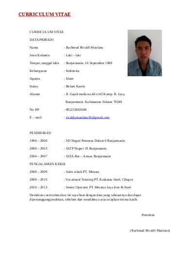 Detail Contoh Cv Data Diri Nomer 13