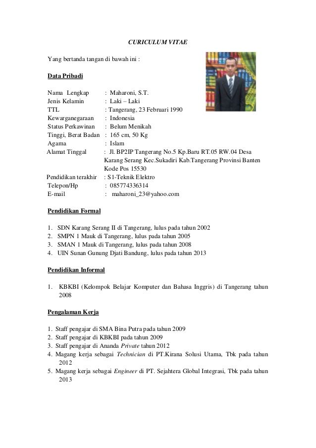 Detail Contoh Cv Data Diri Nomer 21