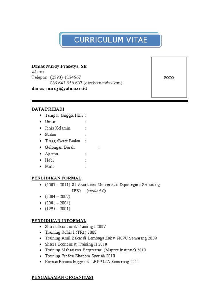 Detail Contoh Cv Data Diri Nomer 34