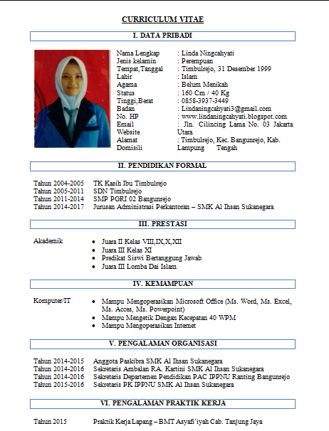 Detail Contoh Cv Data Diri Nomer 36