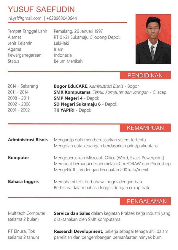 Detail Contoh Cv Data Diri Nomer 38