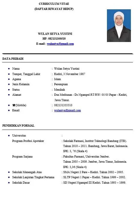 Detail Contoh Cv Data Diri Nomer 53