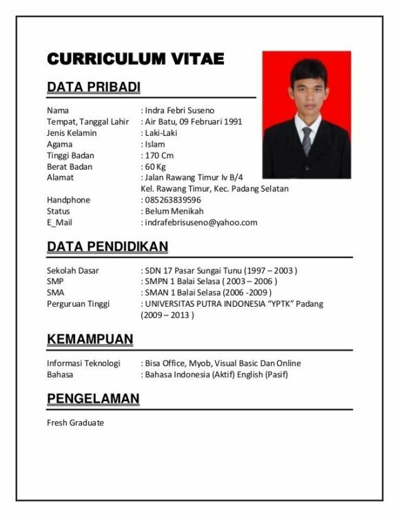 Detail Contoh Cv Data Diri Nomer 6