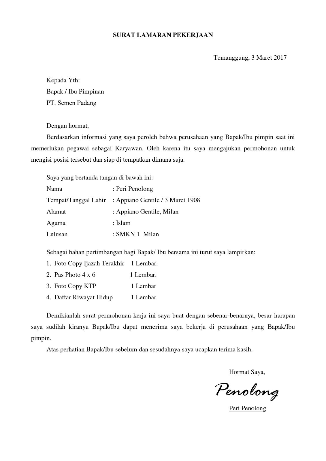Detail Contoh Cv Doc Nomer 33
