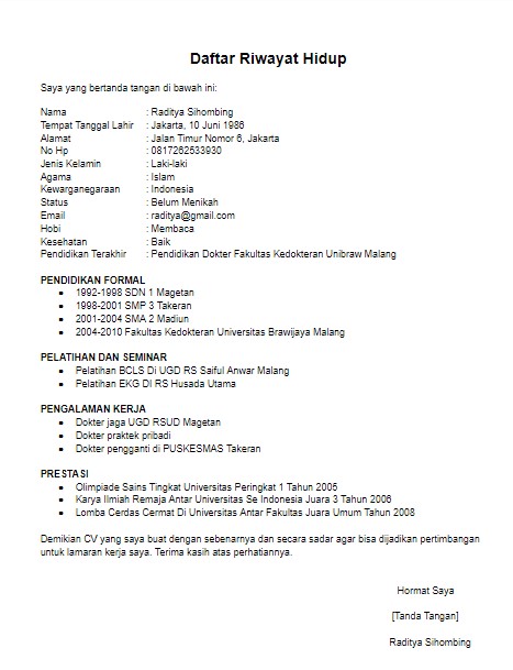 Detail Contoh Cv Dokter Gigi Fresh Graduate Nomer 23