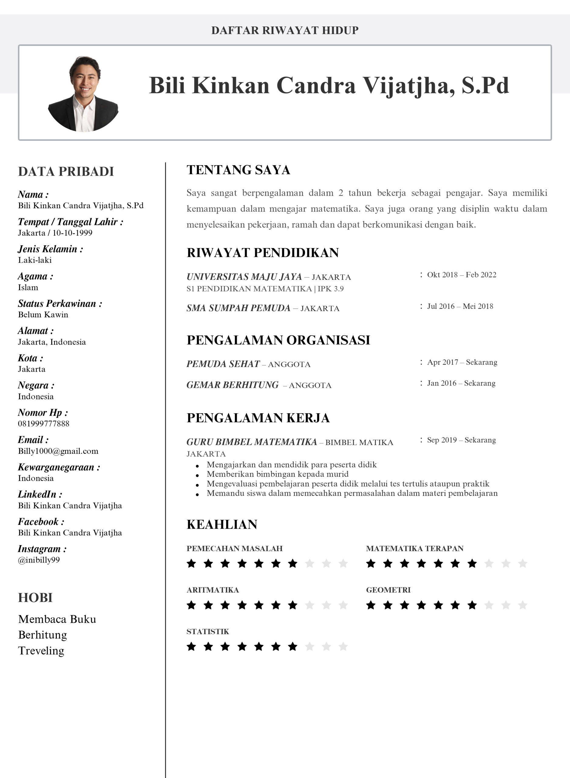 Detail Contoh Cv Dosen Koleksi Nomer 23