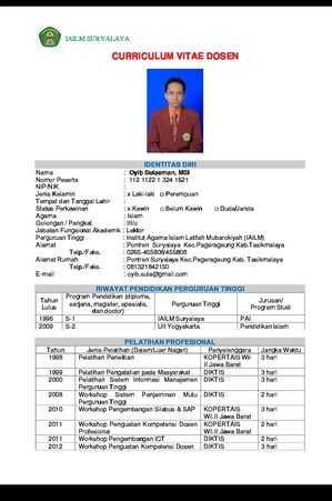 Detail Contoh Cv Dosen Nomer 43