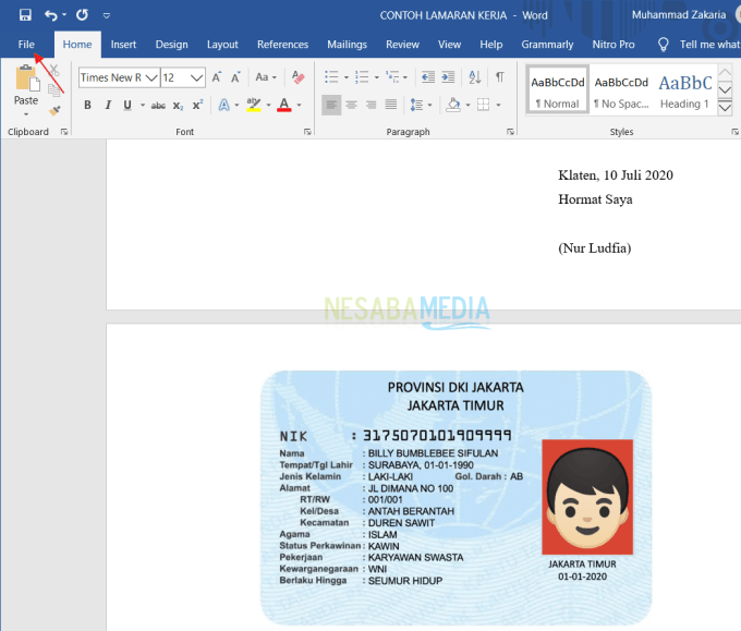 Detail Contoh Cv Email Nomer 28