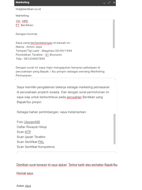 Detail Contoh Cv Email Nomer 35