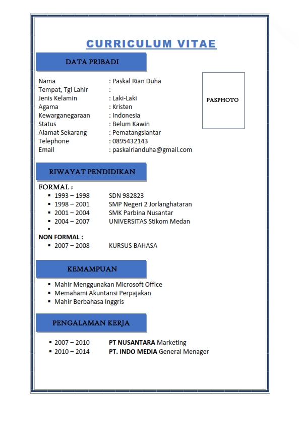 Detail Contoh Cv File Word Nomer 15