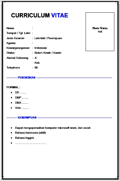 Detail Contoh Cv File Word Nomer 34