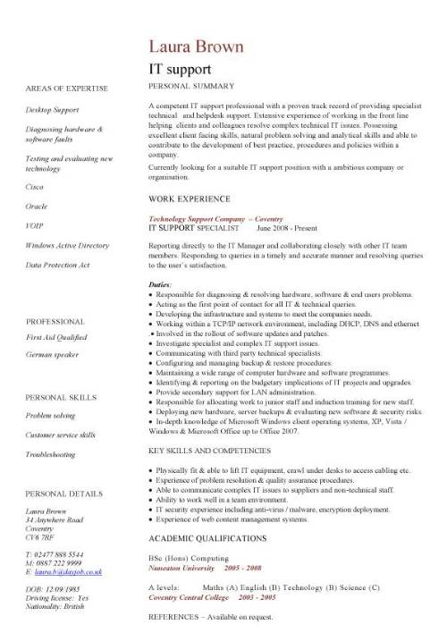 Detail Contoh Cv It Support Nomer 3
