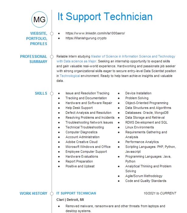 Detail Contoh Cv It Support Nomer 24