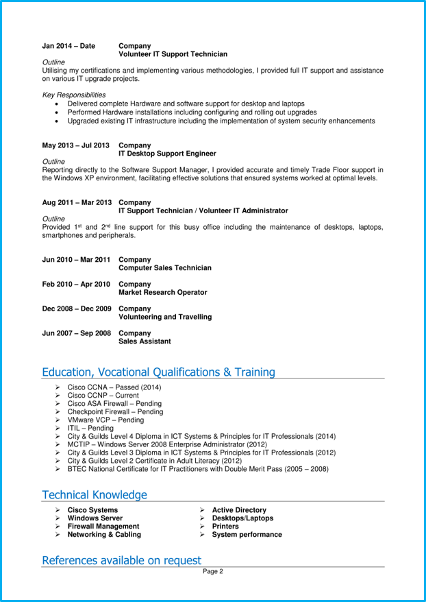 Detail Contoh Cv It Support Nomer 25