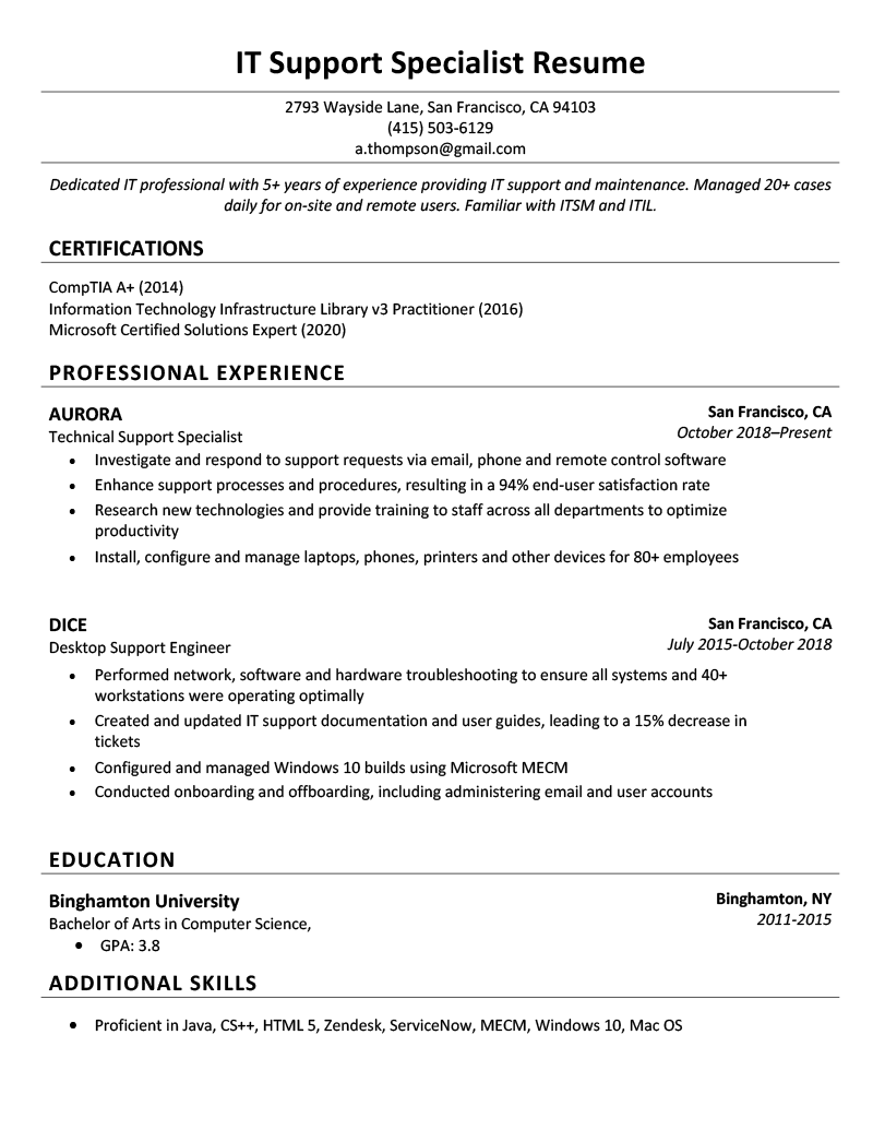 Detail Contoh Cv It Support Nomer 45