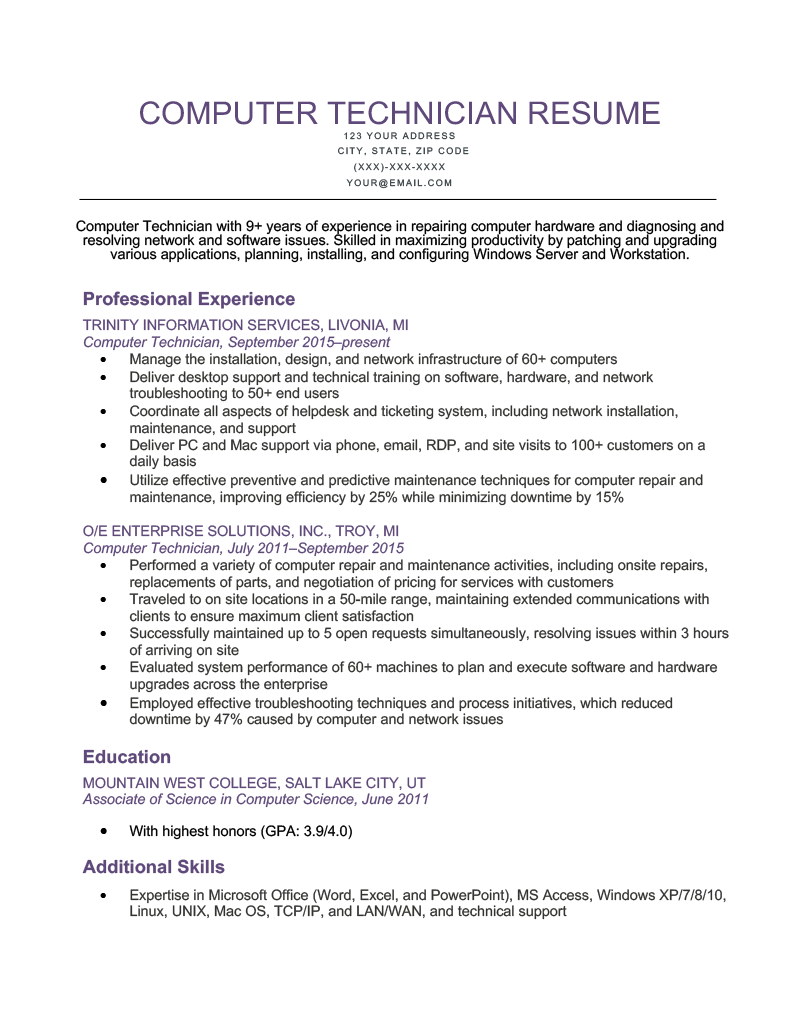 Detail Contoh Cv It Support Nomer 49