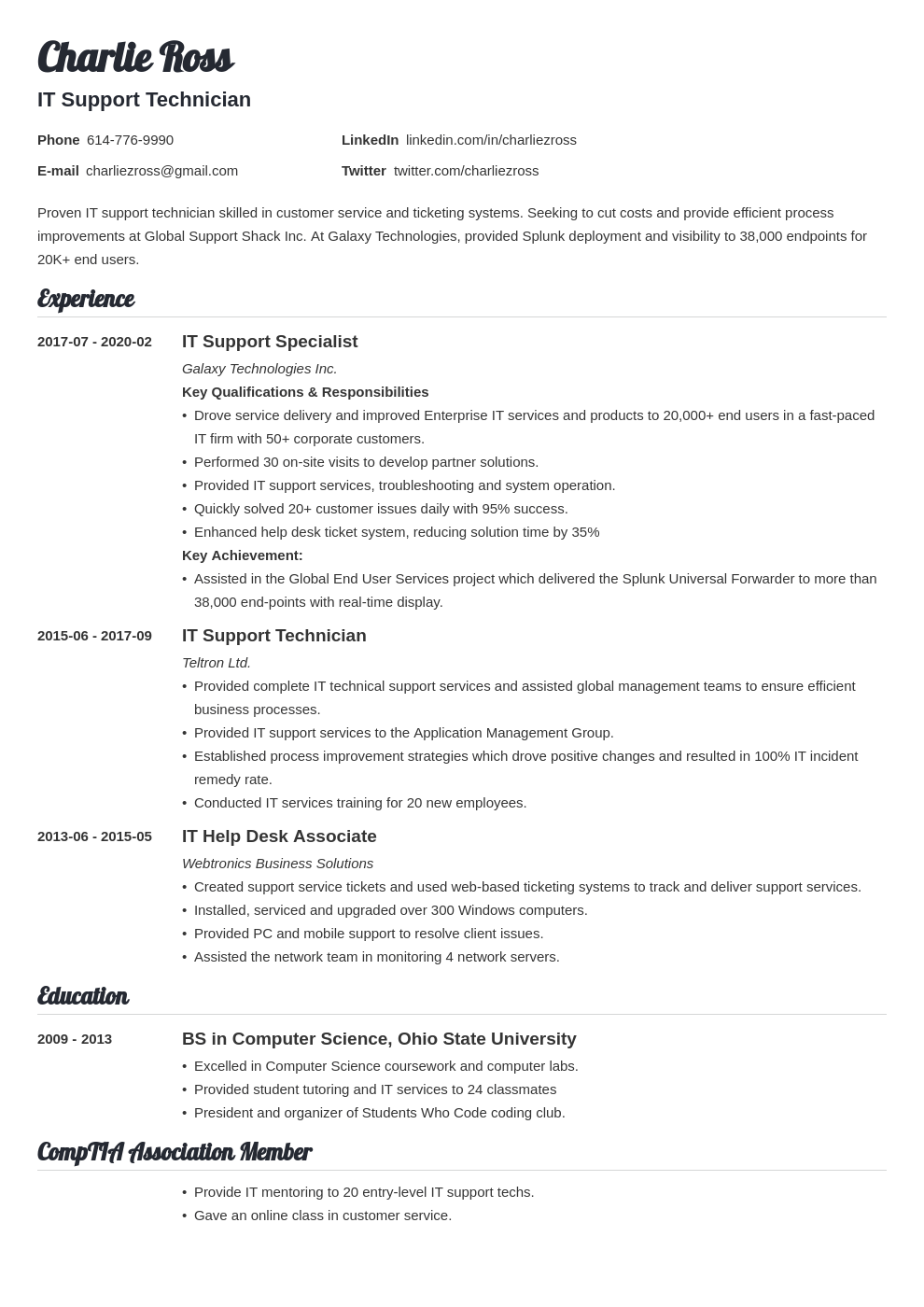 Detail Contoh Cv It Support Nomer 7