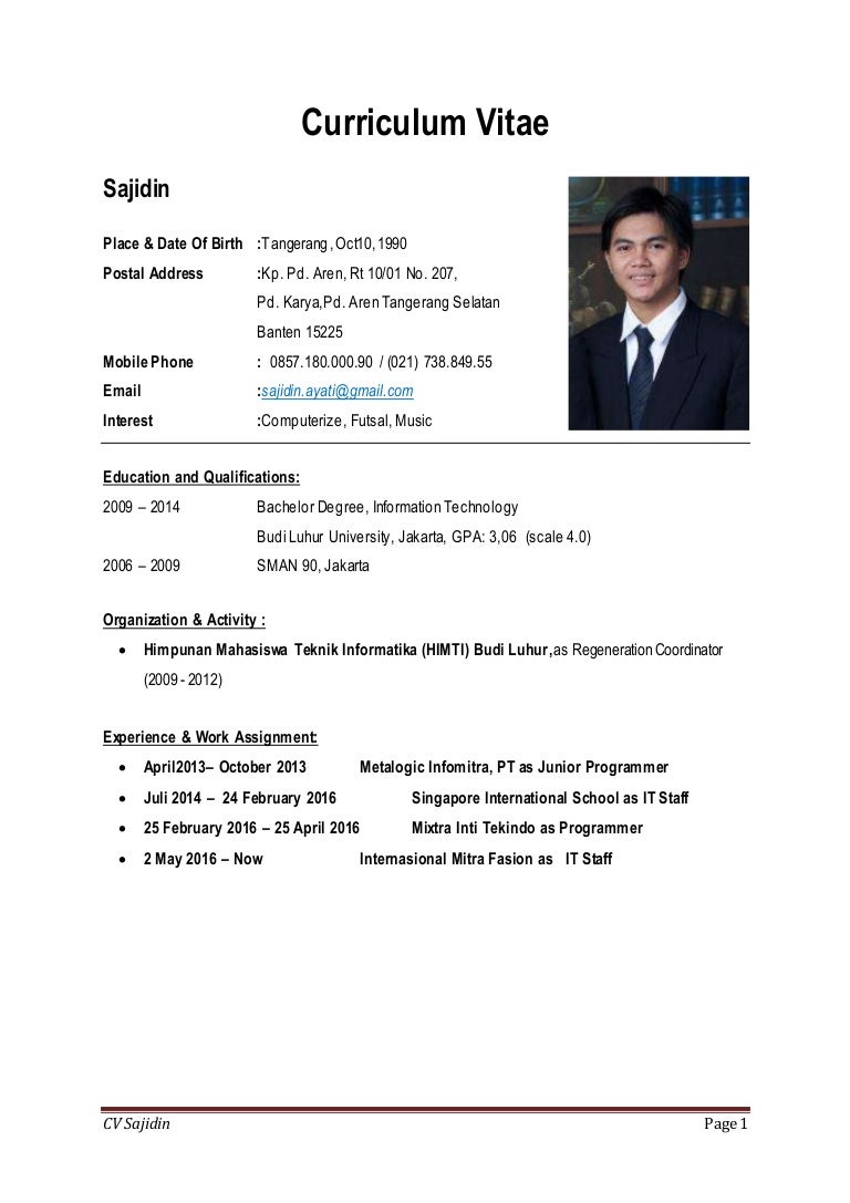 Detail Contoh Cv It Support Nomer 9