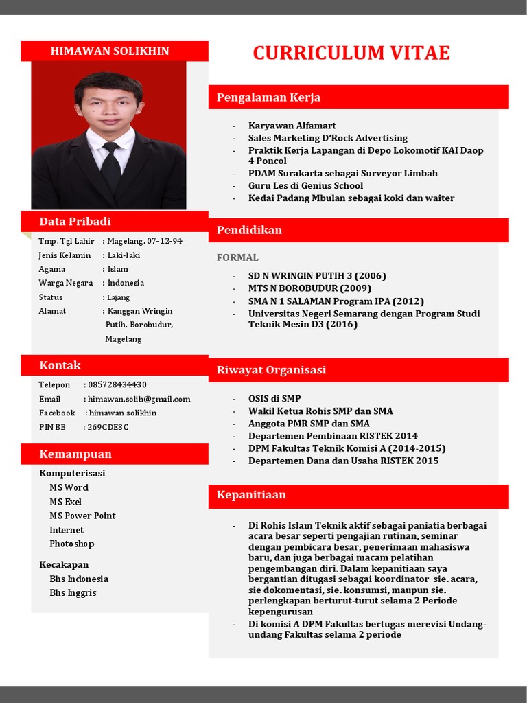 Detail Contoh Cv Kepanitiaan Kampus Nomer 24