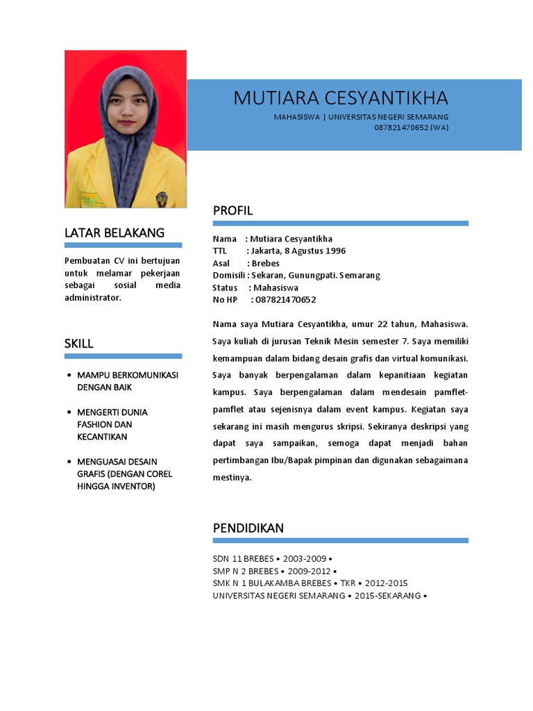 Download Contoh Cv Kepanitiaan Kampus Nomer 9