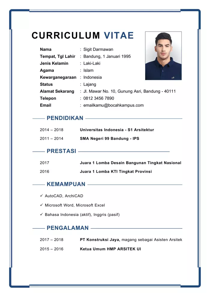 Detail Contoh Cv Kuliah Nomer 13