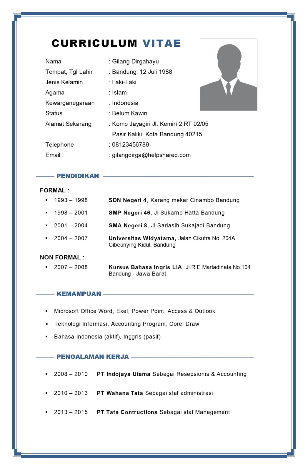 Detail Contoh Cv Kuliah Nomer 55