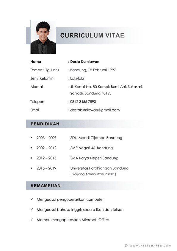 Detail Contoh Cv Lamaran Nomer 11