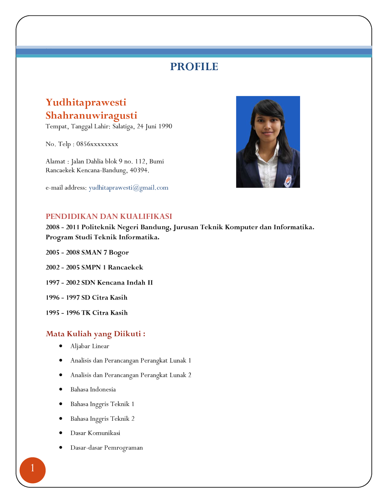 Detail Contoh Cv Lamaran Nomer 16