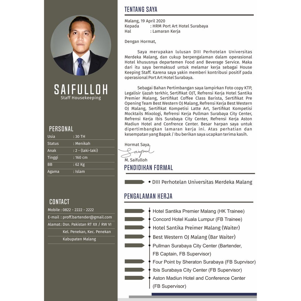 Detail Contoh Cv Lamaran Nomer 37