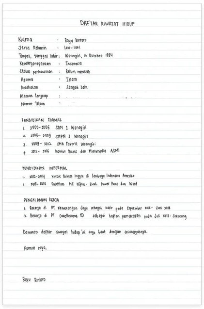 Detail Contoh Cv Lamaran Nomer 43