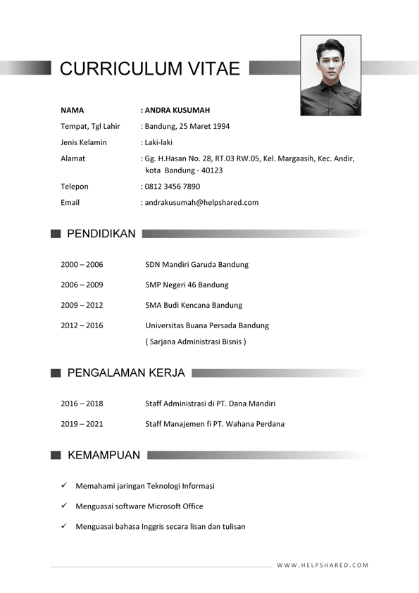 Detail Contoh Cv Lamaran Nomer 47