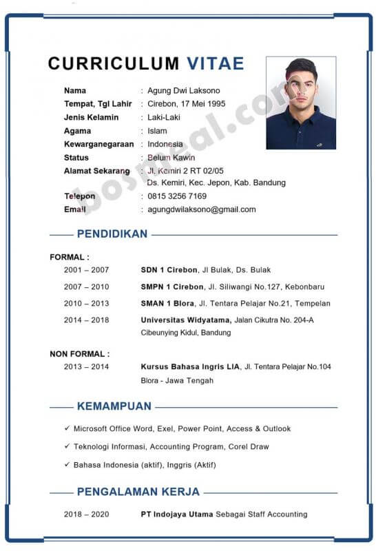 Detail Contoh Cv Lamaran Kerja Fresh Graduate Nomer 6