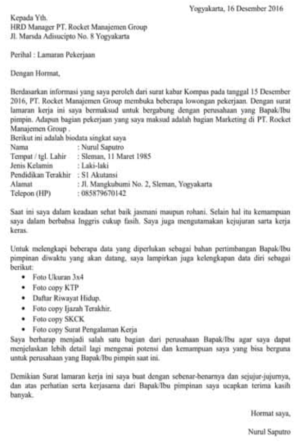 Detail Contoh Cv Lamaran Kerja Lewat Email Nomer 54