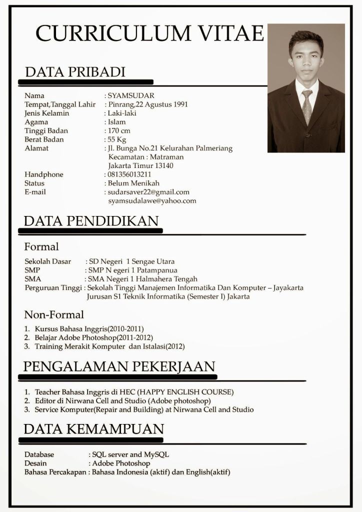 Contoh Cv Lengkap - KibrisPDR