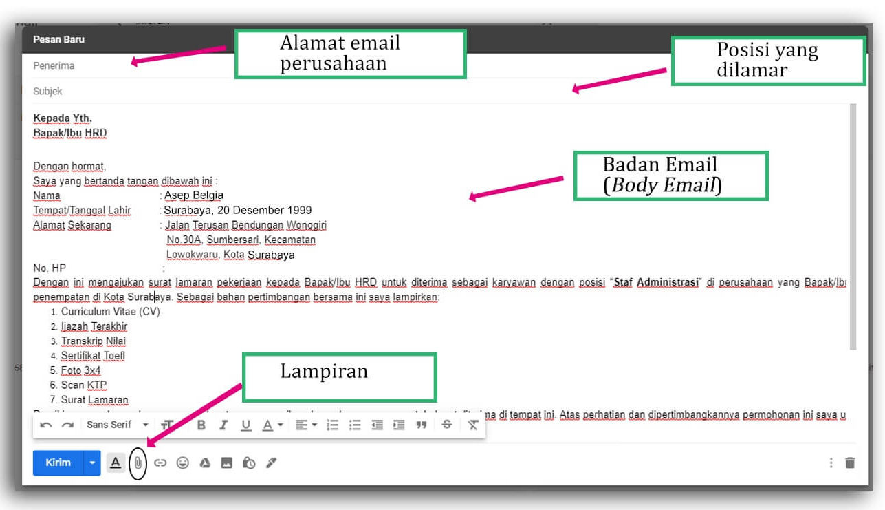 Detail Contoh Cv Lewat Email Nomer 20