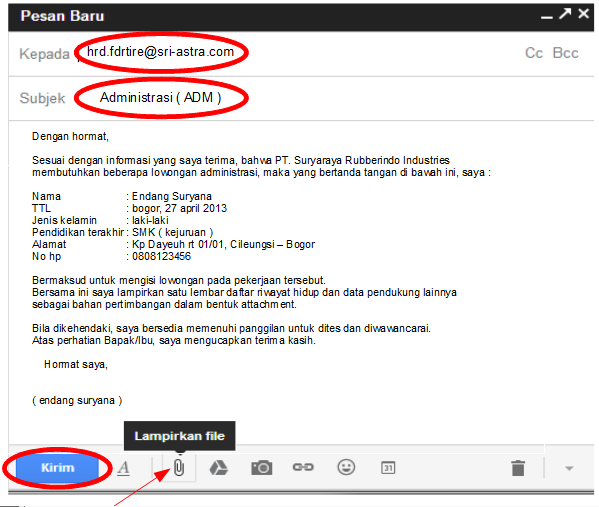 Detail Contoh Cv Lewat Email Nomer 54