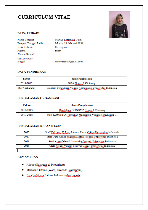 Detail Contoh Cv Part Time Mahasiswa Nomer 12