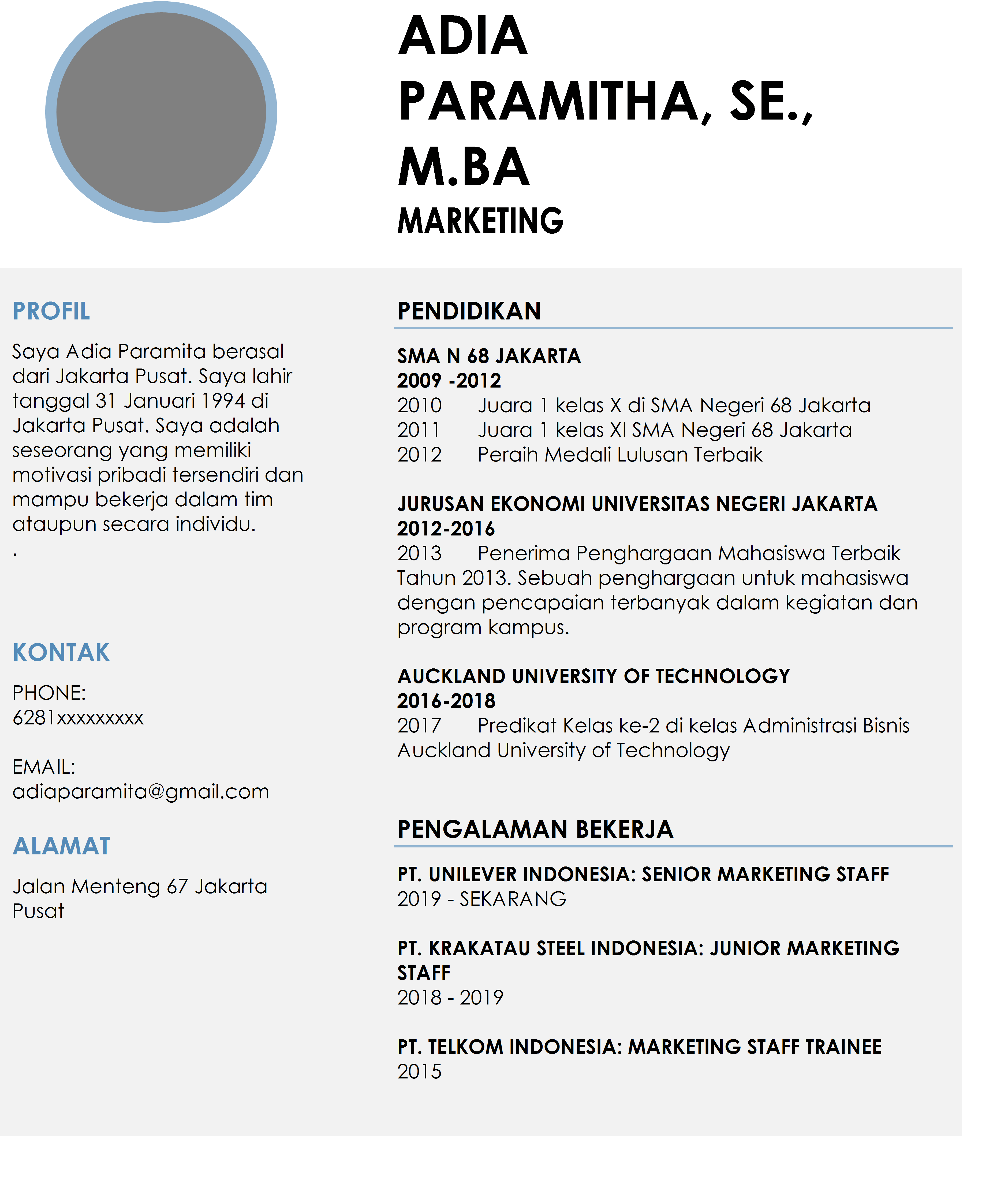 Detail Contoh Cv Part Time Mahasiswa Nomer 25