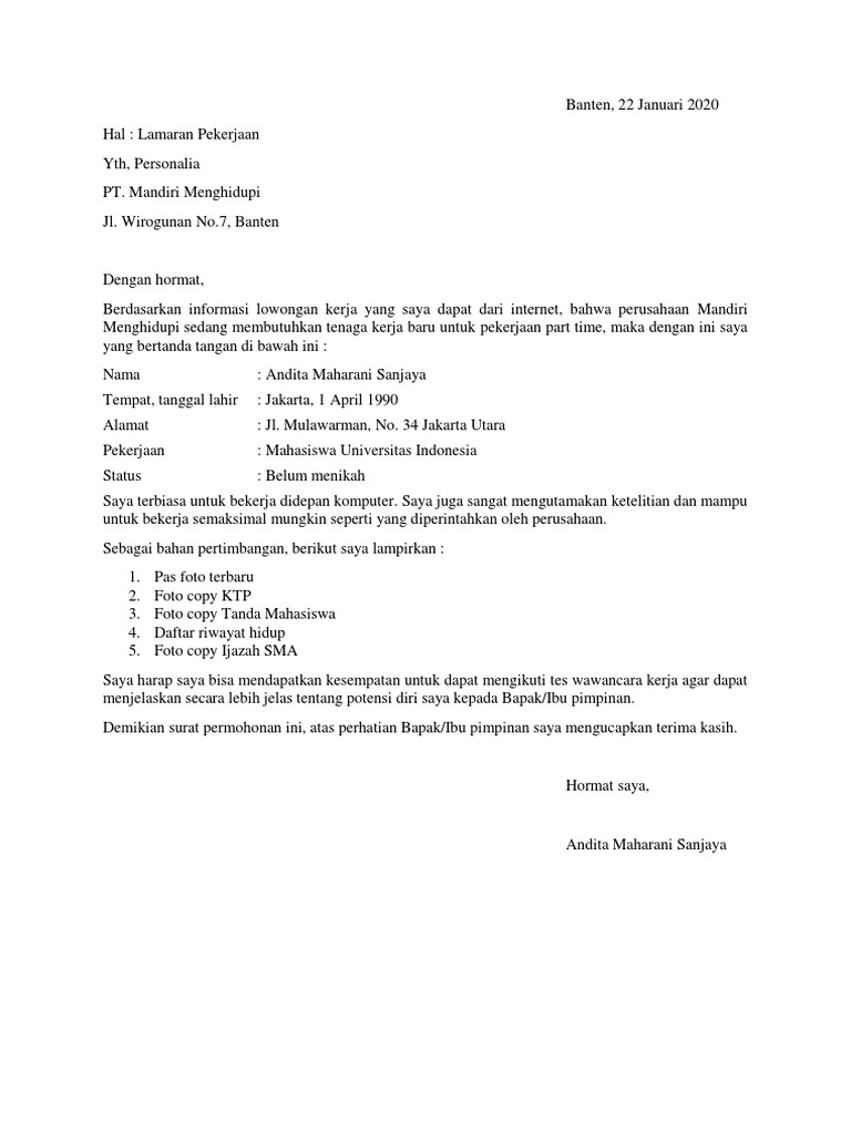 Detail Contoh Cv Part Time Mahasiswa Nomer 32