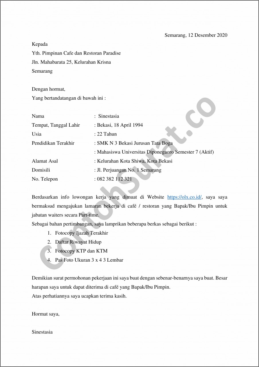 Detail Contoh Cv Part Time Mahasiswa Nomer 33