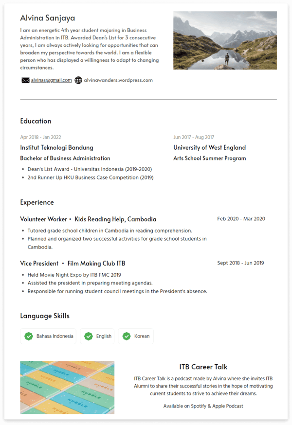 Detail Contoh Cv Part Time Mahasiswa Nomer 37