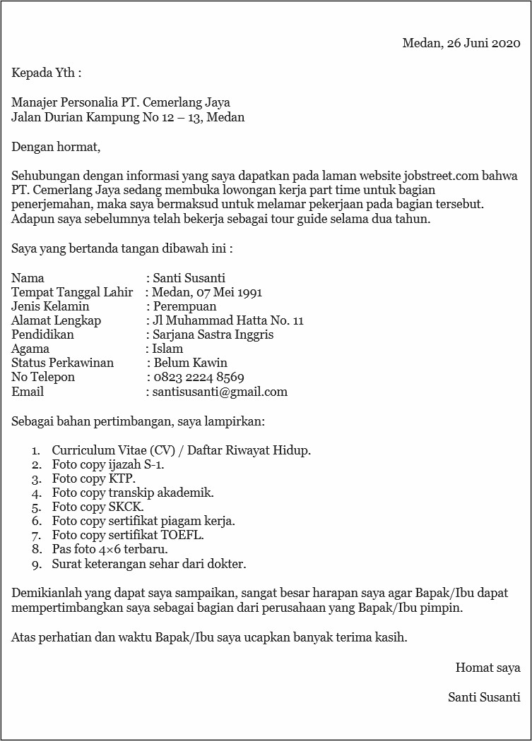 Detail Contoh Cv Part Time Mahasiswa Nomer 45