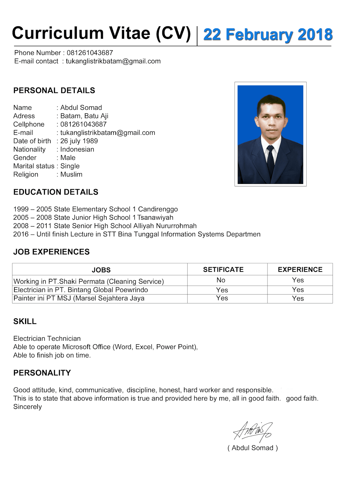 Detail Contoh Cv Pelajar Nomer 42