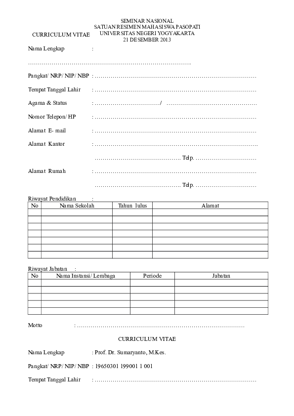 Detail Contoh Cv Pemateri Nomer 11