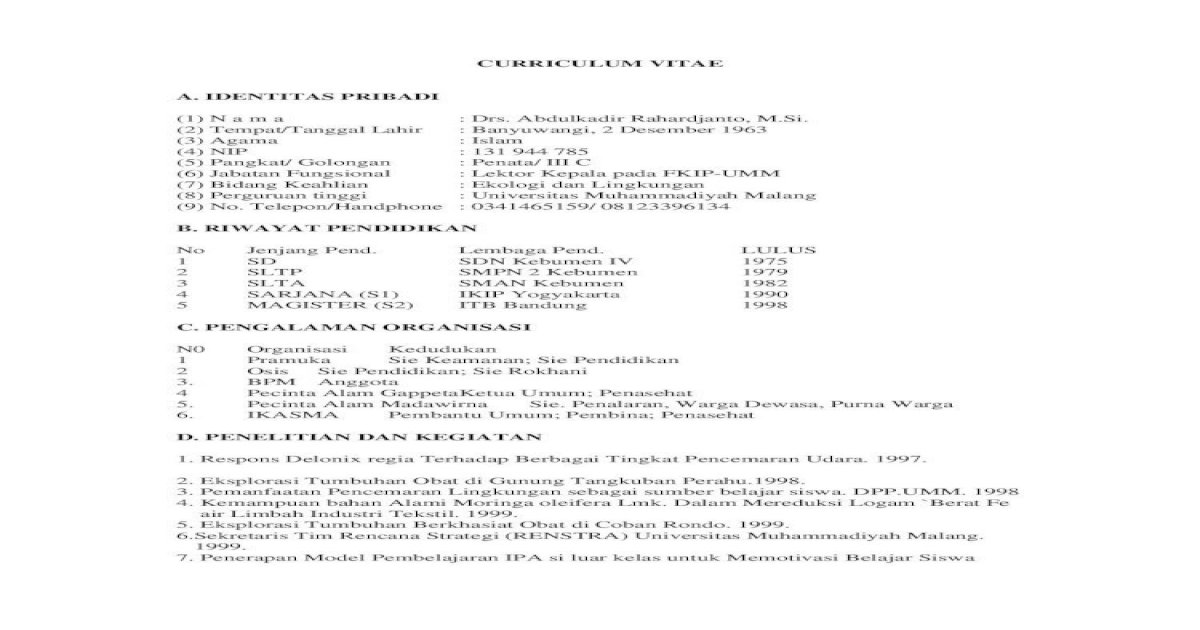 Detail Contoh Cv Pemateri Nomer 43