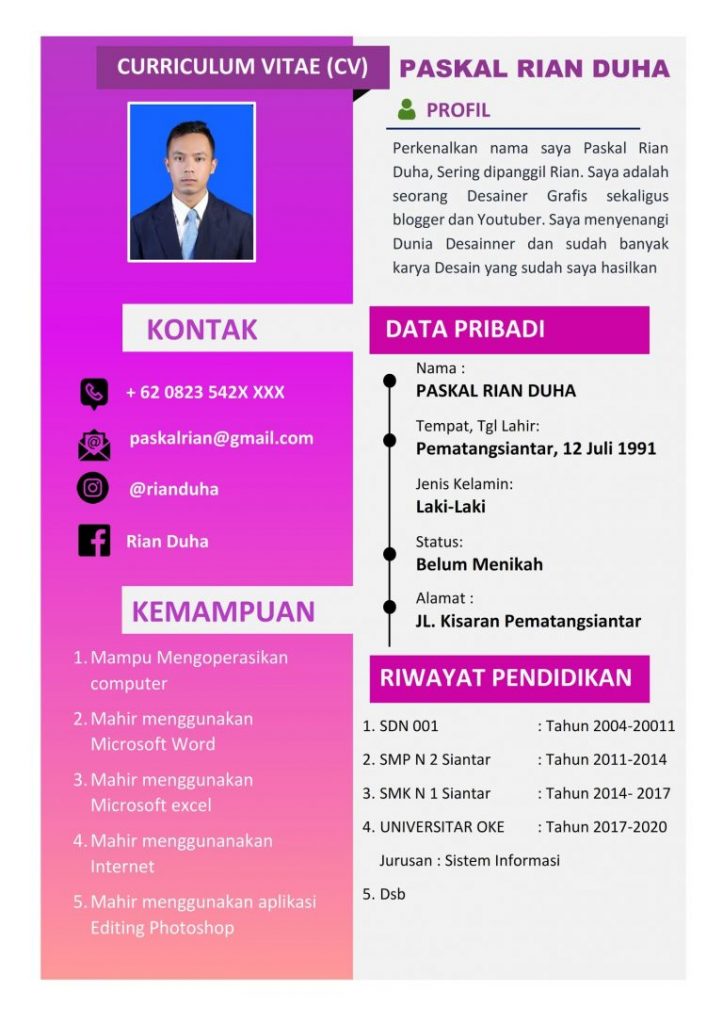 Detail Contoh Cv Pengalaman Kerja Nomer 16