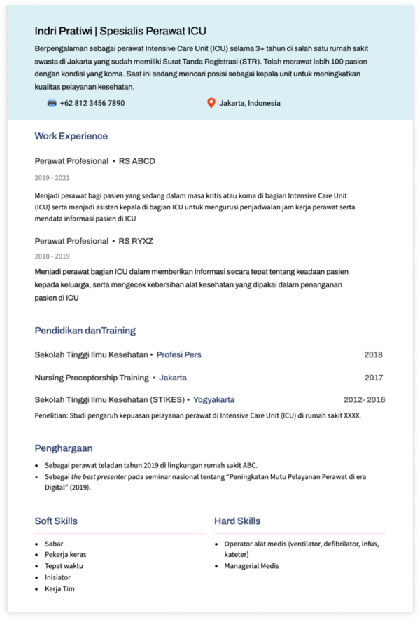 Detail Contoh Cv Perawat Di Rumah Sakit Nomer 45