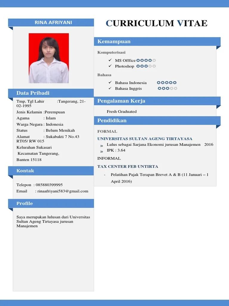 Detail contoh cv perhotelan koleksi nomer 15
